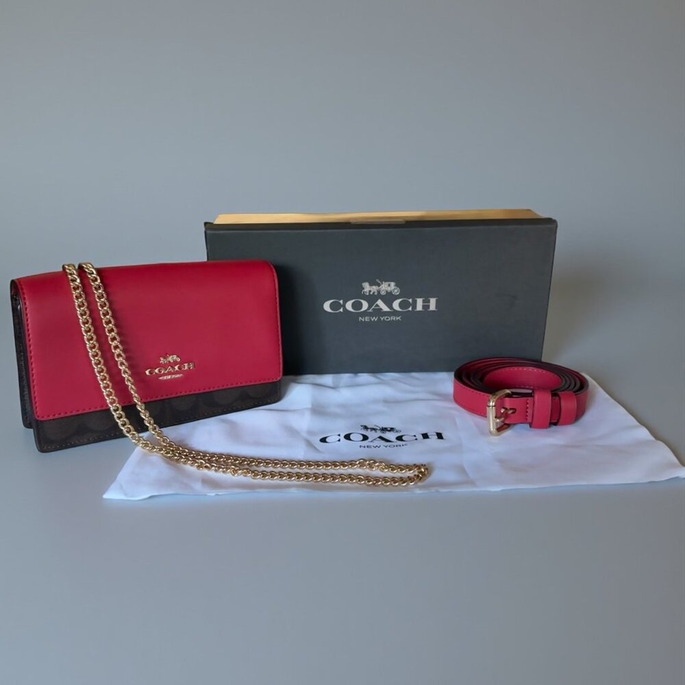 Coach Signature Canvas & Leather Belt Bag / Crossbody